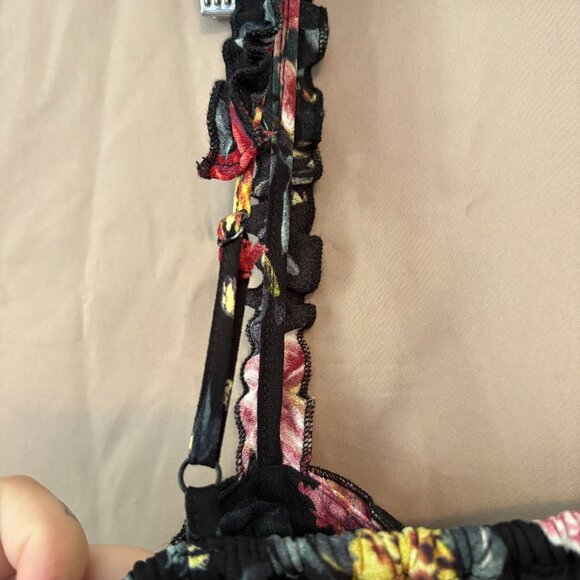 Xhilaration Pink and Yellow Floral/Black Summer Dress Adjustable Straps Small - Picture 7 of 9